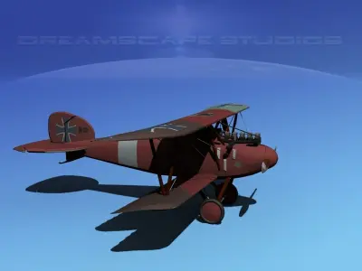 Albatross DIII Fighter 3D model Rigged