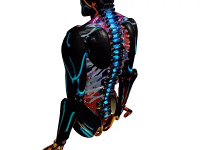 Neon Cybernetic Spine 3D Model 3D model