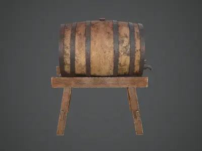BARREL OLD 2 Game Ready PBR Low-poly  Low-poly 3D model