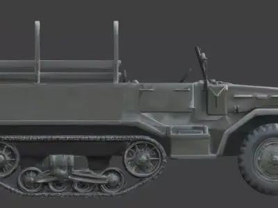 WWII Half-Track Troop Carrier 3D Model Low-poly 3D model