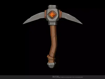 Stylized Miners Pickaxe 3D Model - AI Low-poly 3D model