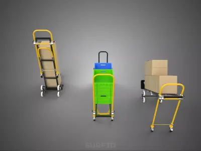 3 IN 1 STAIR CLIMBER CONVERTIBLE HAND TRUCK BOX CARDBOARD CRATE 3D model
