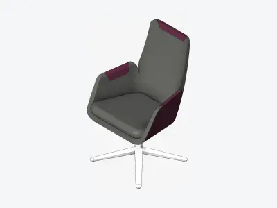 Furniture - Chair - Contemporary - High - Swivel - Star Glides Low-poly 3D model