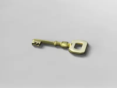 Vintage Brass Skeleton Key 3D Model 3D model