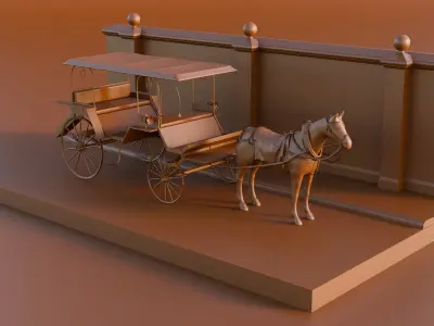 Carriage - Dokar Andong Delman Lowpoly Isometric 3D model