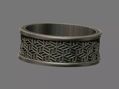 Retro vintage Art deco Patterned band ring 3D print model