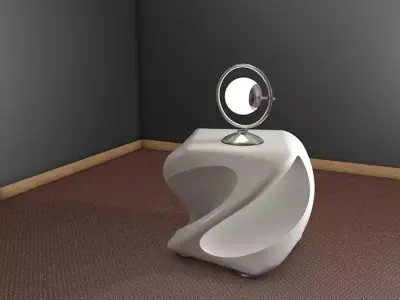Futuristic Table and Lamp Free 3D model