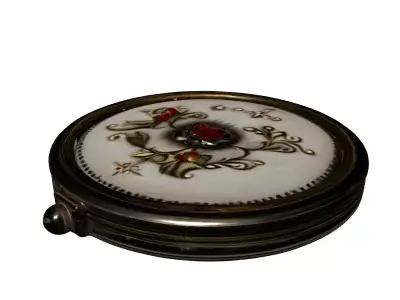 Vintage Floral Ornate Compact Mirror Low-poly 3D model
