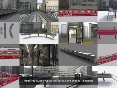 Metro PBR Model Collection railings and bridges 3D Model Pack