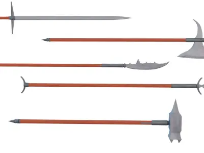 Lowpoly two handed melee pack Low-poly 3D model
