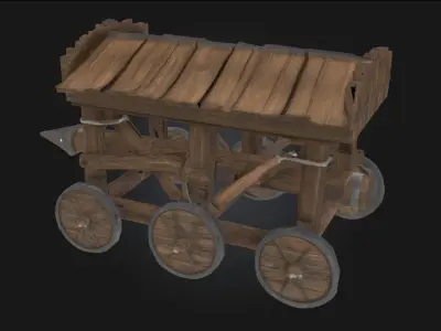 Battering Ram Cart  Siege Engine of Medieval Might 3D model