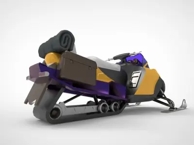 Snow Motorcycle Low-poly 3D model