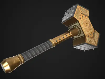 Fantasy Hammer 02 Low-poly 3D model