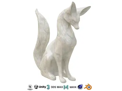 Fox marble statue Low-poly 3D model