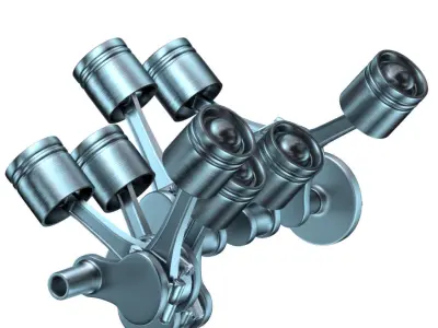 Car engine Animated 3D model