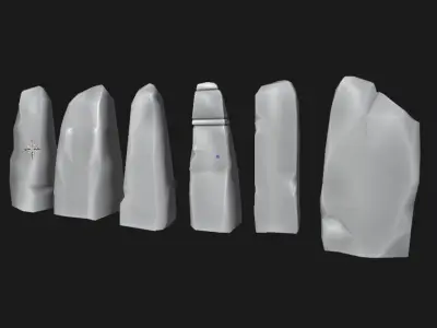 Ancient Rune Stone Menhir Pack - Game-Ready Low-poly 3D model