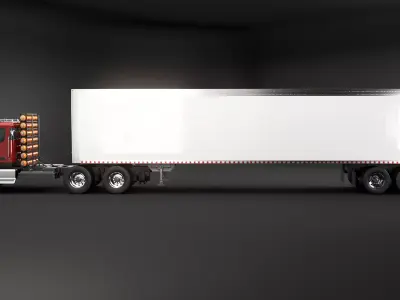 Hydrogen Generic Semi Truck and Dry Van 3D model