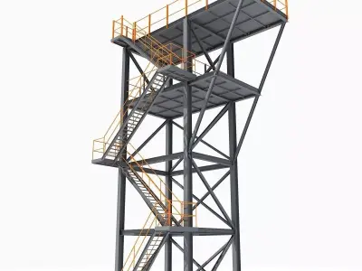 Yellow Stair Industrial Tower 05 3D model