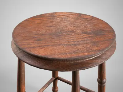 Medieval Wooden Chair - Old Victorian Stool AAA Gameready Low-poly 3D model
