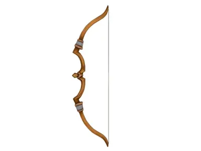 Stylized Medieval Longbow Low-poly 3D model