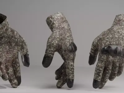 Tactical Military Gloves Realistic Low-poly 3D model