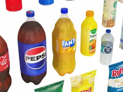 Supermarket Products 100 in 1 3D model