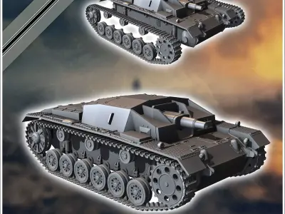 Sturmgeschutz StuG III Ausf C SdKfz 142-1 - miniatures tabletop 3D print model