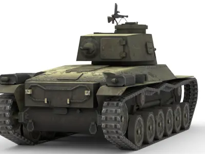 Chi-Ha 47 - Japanese Medium Tank WWII 3D Model Low-poly 3D model