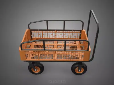 CARGO CART WAGON WAREHOUSE GARDEN CRATE RACK TROLLEY WHEELBARROW 3D model