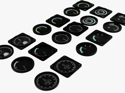 Low Poly Realistic Tachometer for Cars and Aircraft Low-poly 3D model