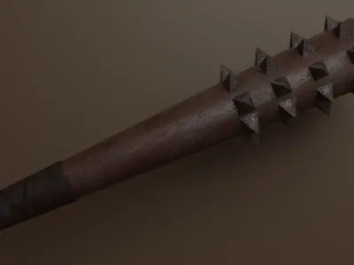Spiked club Low-poly 3D model