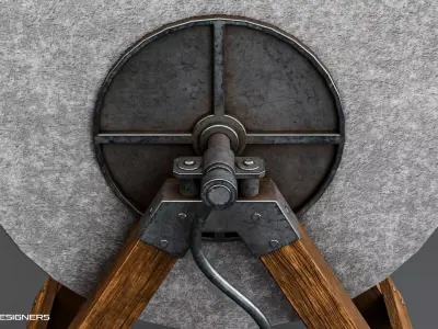 Medieval Grindstone - Vintage Grinding Wheel Low-poly 3D model