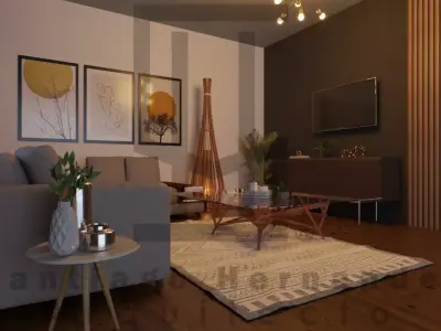 Living Room SketchUp 2021 Interior Scene model 3D Free 3D model