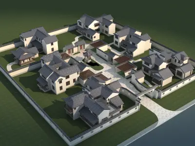 Chinese Style Architecture 3D model 2