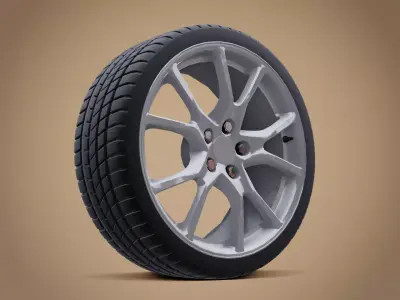 Sports Car Alloy Wheel with Tire Low-poly 3D model