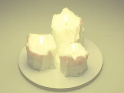 Candles on a plate Free 3D model