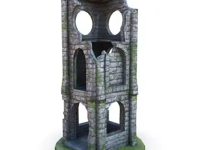 Medieval Building 53 Ruins Low-poly 3D model