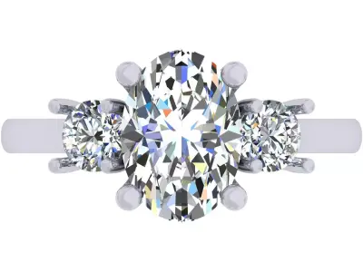 Oval And Round Stone Engagement Ring 3D print model purchase