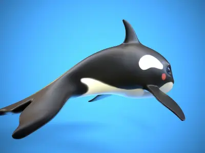 cartoon orca Low-poly 3D model