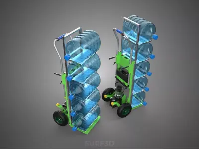 ELECTRIC STAIR CLIMBING HAND TRUCK CART GALLON WATER BOTTLE RACK 3D model