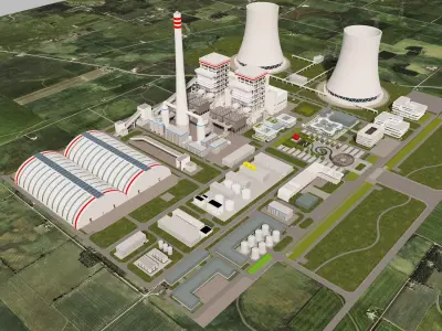Thermal power plant - nuclear power plant - chemical plant 3D model