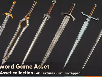 22 Sword with Texture - Game Asset 3D model