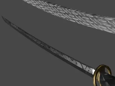 Katana three samurai swords Low-poly 3D model