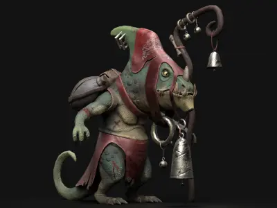 Witch Doctor Lizard Low-poly 3D model