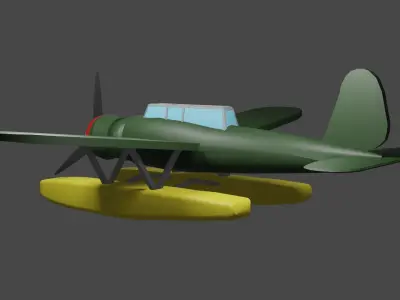 Seaplane biplane Free low-poly 3D model