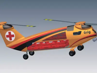 High Quality 3D Model of Medical Rescue Helicopter 3D print model