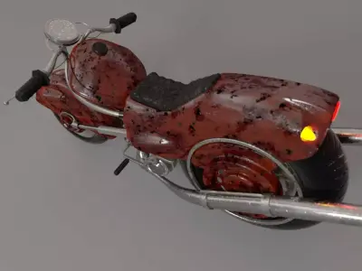 Rusty Custom Motorcycle 3D Model Low Poly Retro Bike 3D model