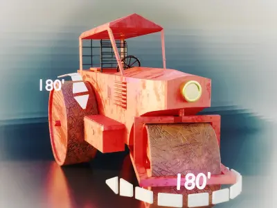 Realistic Low Poly Game Ready Road Roller Model Free low-poly 3D model