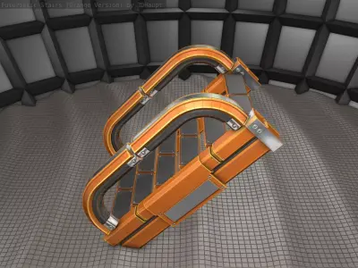 Sci-Fi Stairs - 10 - Orange Version Low-poly 3D model
