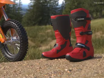  Off Road Enduro Protective Boots Red Black 